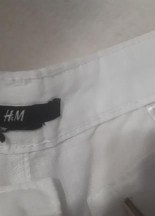 Женские белые брюки из льна\h&amp;m\свободный крой, зауженные снизу\р.l9 фото