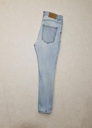 Pull&bear брендовые джинсы женские голубые зауженные стрейчевые средней плотности размер 389 фото