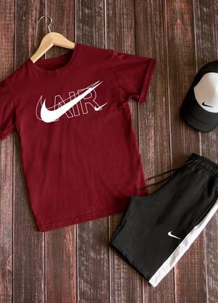 Акція! спортивний літній комплект з принтом найк nike костюм футболка + шорти + кепка тракер