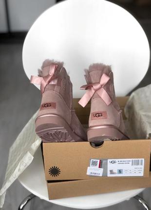 💎ugg mini bailey bow ii dusk💎зимние женские угги, замшевые сапоги, уги розовые2 фото