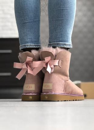 🌹ugg mini bailey bow ii dusk🌹женские зимние замшевые угги, сапоги/уги зима.2 фото