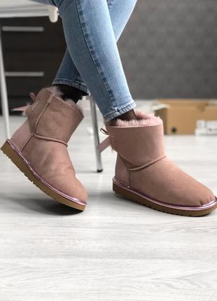 🌹ugg mini bailey bow ii dusk🌹женские зимние замшевые угги, сапоги/уги зима.3 фото