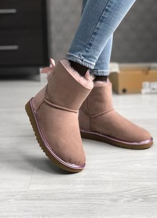 🌹ugg mini bailey bow ii dusk🌹женские зимние замшевые угги, сапоги/уги зима.5 фото