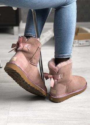 🌹ugg mini bailey bow ii dusk🌹женские зимние замшевые угги, сапоги/уги зима.6 фото