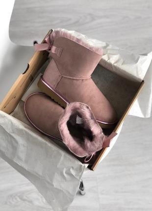 🌹ugg mini bailey bow ii dusk🌹женские зимние замшевые угги, сапоги/уги зима.8 фото