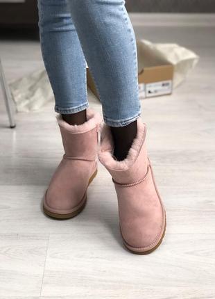 🏵️ugg mini bailey bow ii dusk🏵️зимние женские розовые угги, замшевые сапоги/уги3 фото