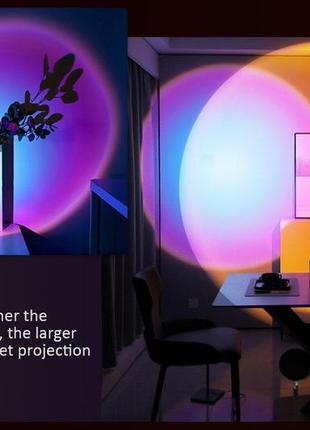 Проєкційна різнобарвна rgb led-лампа sunset lamp з ефектом заходу з пультом, світильник, ven-2122 фото