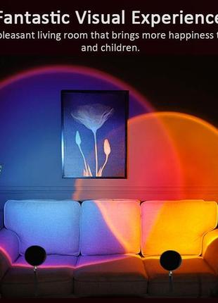 Проекционная разноцветная rgb led лампа sunset lamp с эффектом заката с пультом, светильник, ven-2126 фото