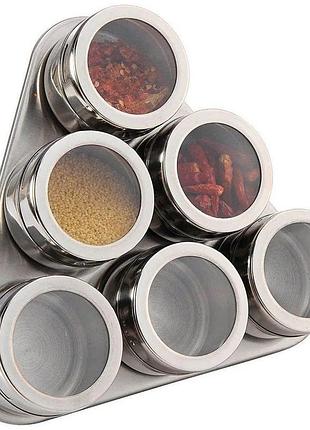 Набор для специй на магнитной подставке ( магните ) 6 шт magnetic spice rack