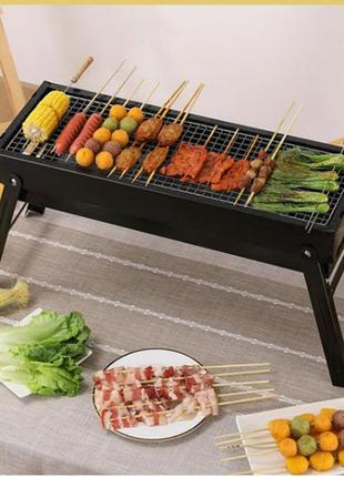 Складной bbq гриль, мангал, сетка  mensory grill portable, 35 см длина, черный