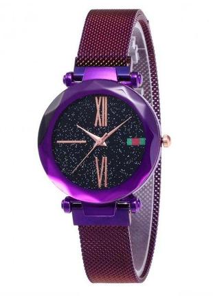 Женские часы starry sky watch на магнитной застёжке - w-20,  фиолетовые