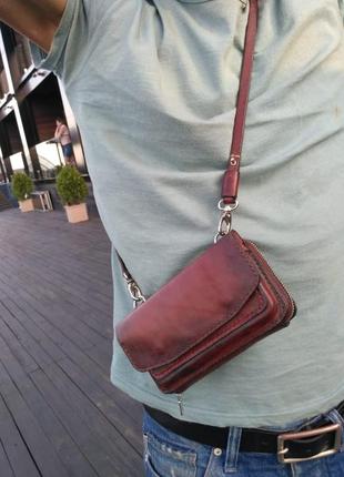 Сумка кроссбоди с ремешком кожа handbag crossbody9 фото