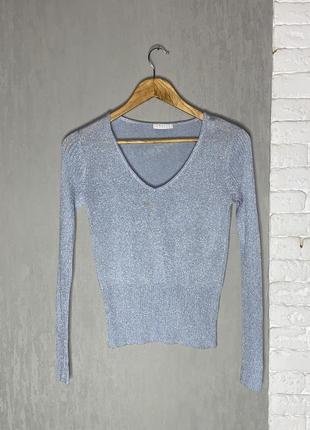 Кофта тонкий джемпер пуловер з люрексом précis petite , s3 фото