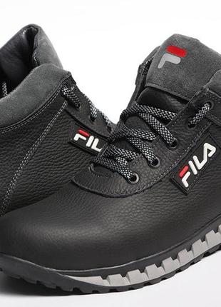 Кросівки шкіряні зимові fila black-grey5 фото