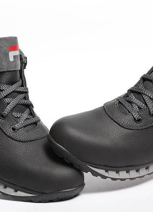 Кросівки шкіряні зимові fila black-grey7 фото