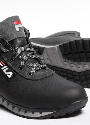 Кросівки шкіряні зимові fila black-grey10 фото