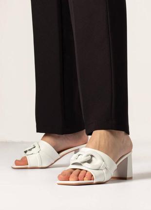 Жіночі літні мюлі з екошкіри на підборах horoso білий 41 40 38 36
