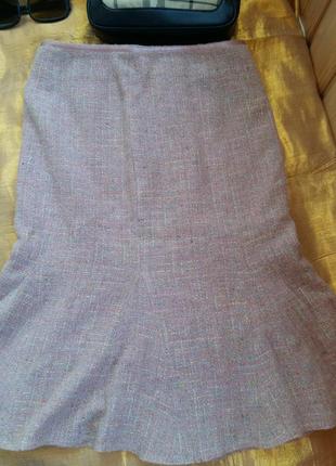 Теплая розовая юбка миди клинья шерсть benett s/8/36