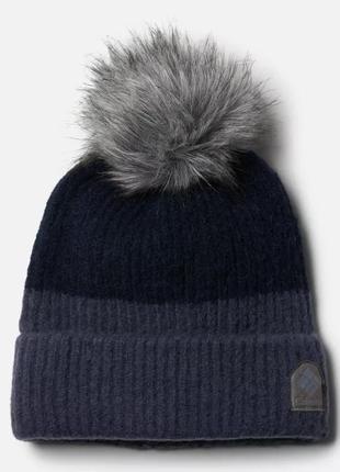 Женская шапка columbia sportswear winter blur pom pom beanie ночная, темная ночная