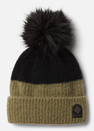 Женская шапка columbia sportswear winter blur pom pom beanie каменный зеленый, черный