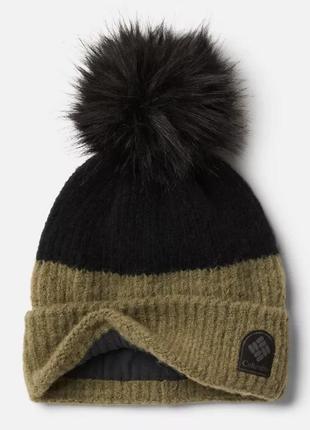 Женская шапка columbia sportswear winter blur pom pom beanie каменный зеленый, черный2 фото