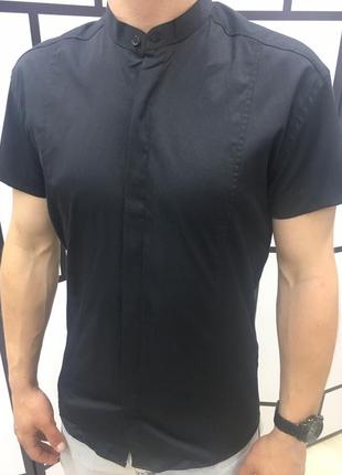 Мужская рубашка с коротким рукавом приталенная2 фото