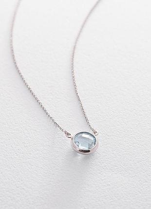 Золотое колье с голубым топазом кол01325