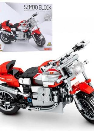 Конструктор 701135 sembo block мотоцикл красный, 238 деталь