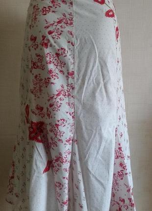 Белая хлопковая юбка с красными цветами "per una" ("marks&spencer")8 фото