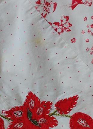 Белая хлопковая юбка с красными цветами "per una" ("marks&spencer")9 фото
