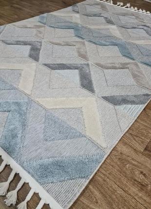 Килим прямокутний 2х2.9м kendi 0524 блакитний