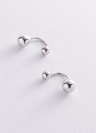 Серьги "шарики" в белом золоте с08425