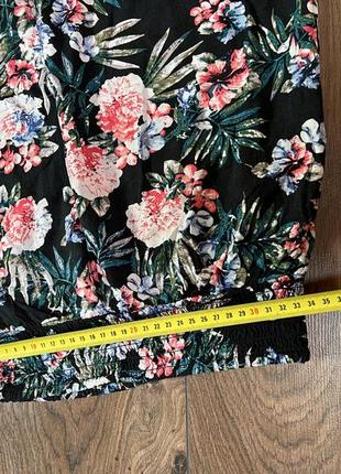 Стильная блуза с резинкой на талии легкая летняя блузка с цветами рукав 3/45 фото