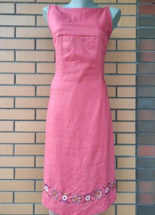Платье миди лен вышивка бисер