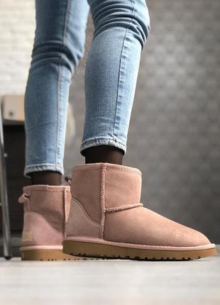 🤩ugg classic short dus🤩зимние женские розовые кожаные угги/сапоги/уги