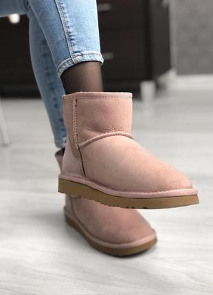 🤩ugg classic short dus🤩зимние женские розовые кожаные угги/сапоги/уги2 фото