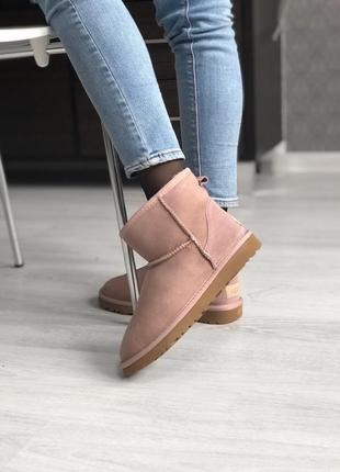 🤩ugg classic short dus🤩зимние женские розовые кожаные угги/сапоги/уги3 фото