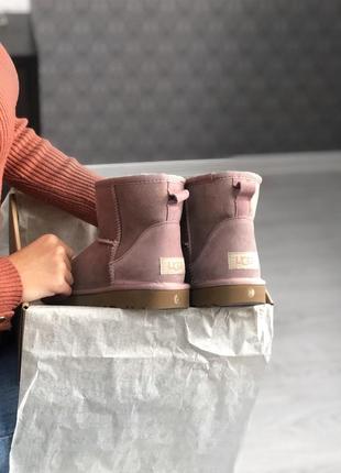 🤩ugg classic short dus🤩зимние женские розовые кожаные угги/сапоги/уги9 фото