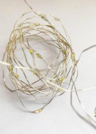 Гірлянда роса на батарейках мідний провід 20 led strip string red