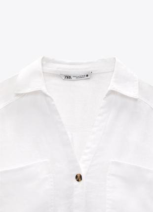 Летняя льняная рубашка с коротким рукавом.4 фото
