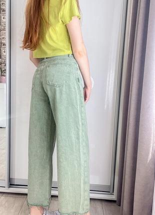 Легкие джинсы-клеш цвета хаки shein💗4 фото