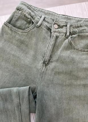 Легкие джинсы-клеш цвета хаки shein💗9 фото