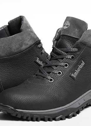 Кросівки шкіряні зимові timberland black-grey4 фото