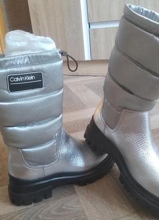 Ботинки, чоботи, сапожки calvin klein дутики 36 срібні