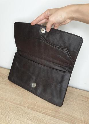 Базовый кожаный клатч шоколадного цвета кожаный шоколадный клатч сумка кожаная2 фото