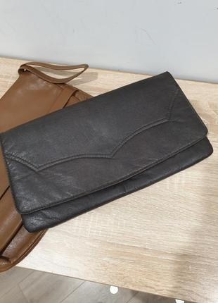 Базовый кожаный клатч шоколадного цвета кожаный шоколадный клатч сумка кожаная6 фото