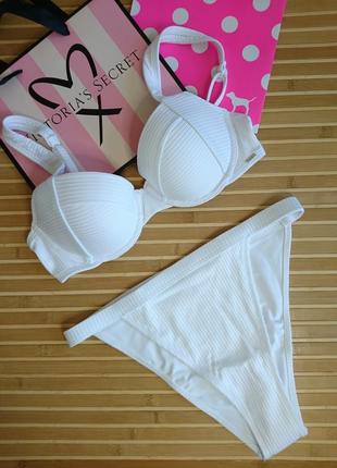 Купальник балконет пушап в рубчик оригинал victorias secret pink