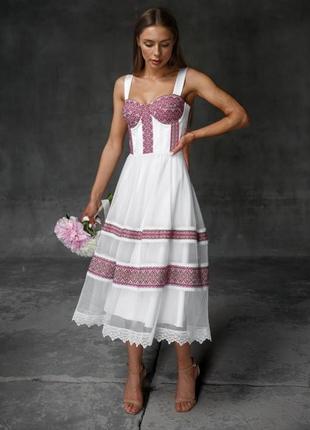 100% предоплата, платье - вышиванка платье-бюстье женское миди,  на выпускной, на роспись, этническое