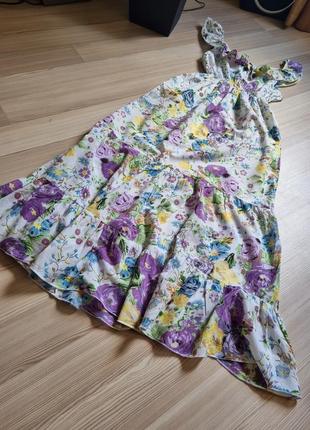 Летнее платье сарафан макси длинное в цветы3 фото