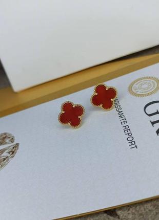 Брендовые серебряные сережки в стиле van cleef (vca,ван клиф,клевер)♥️